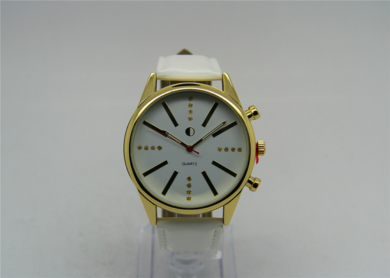 Normaal Gouden Japans horloge van de leermanchet 3 kronen 1ATM