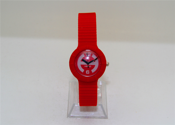 Rode Plastic ronde van de horlogesjonge geitjes van vormmeisjes analoge het siliconehorloges